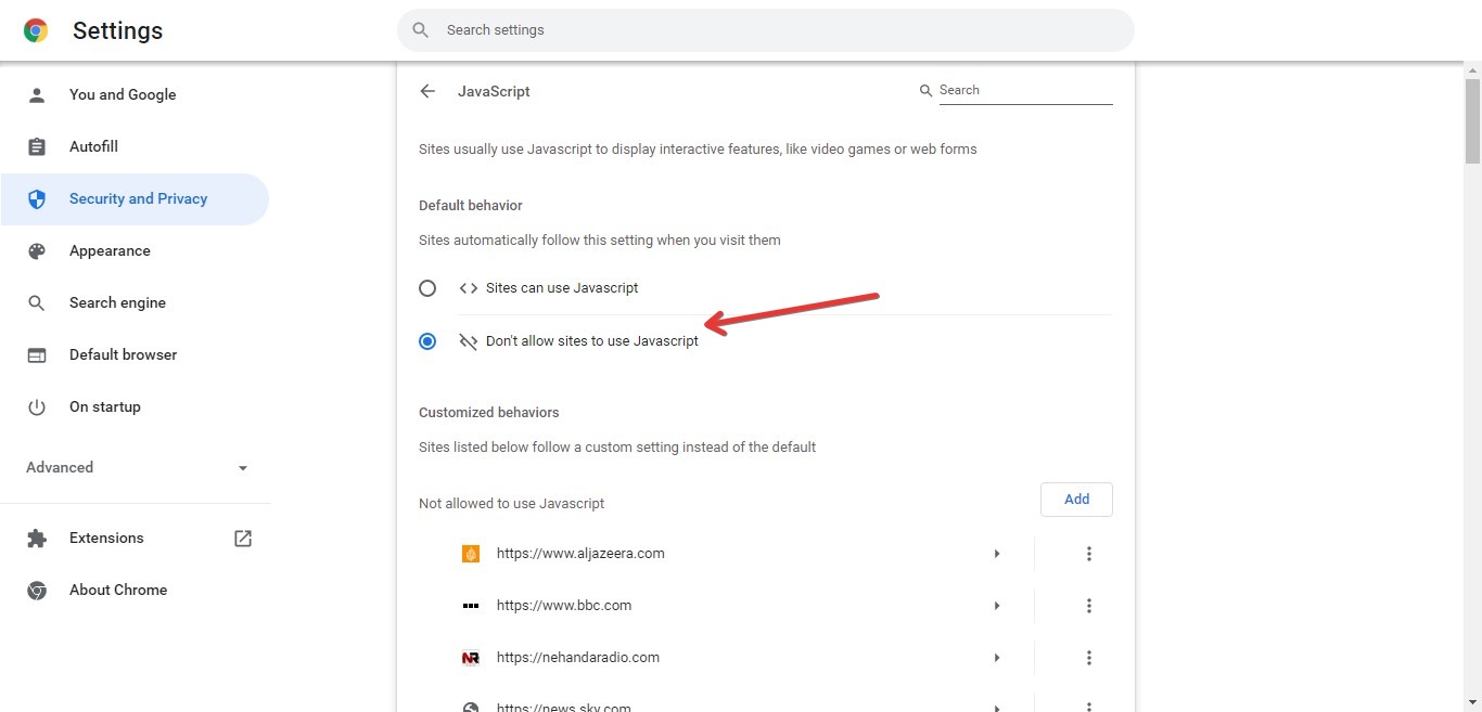 How to Disable JavaScript on Google Chrome - SA Broadband