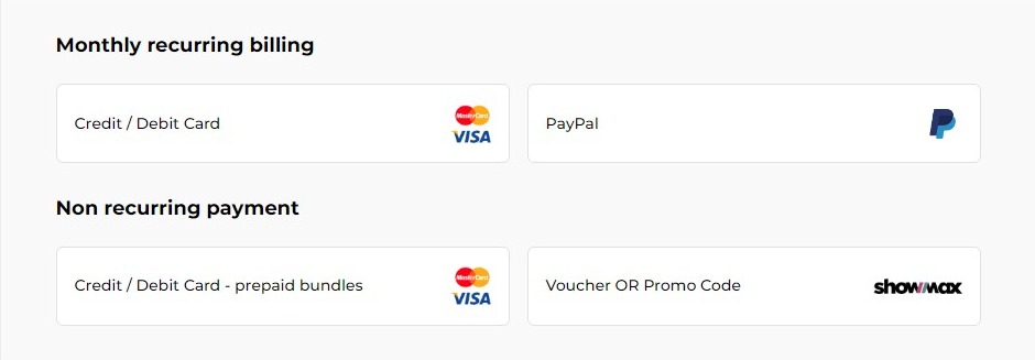 Showmax payment options